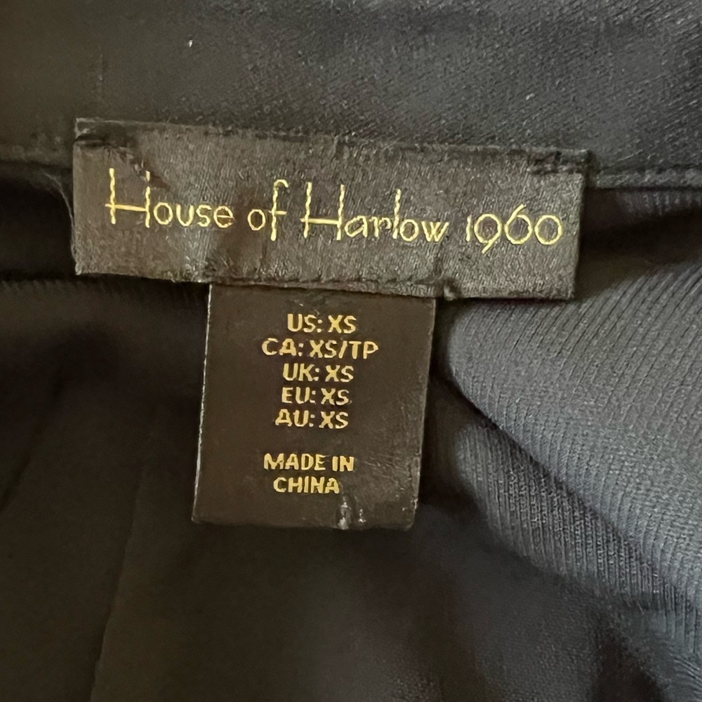 House Of Harlow 1960 Black Collared Gathered Wrap Mini Dress - Picture 9 of 10